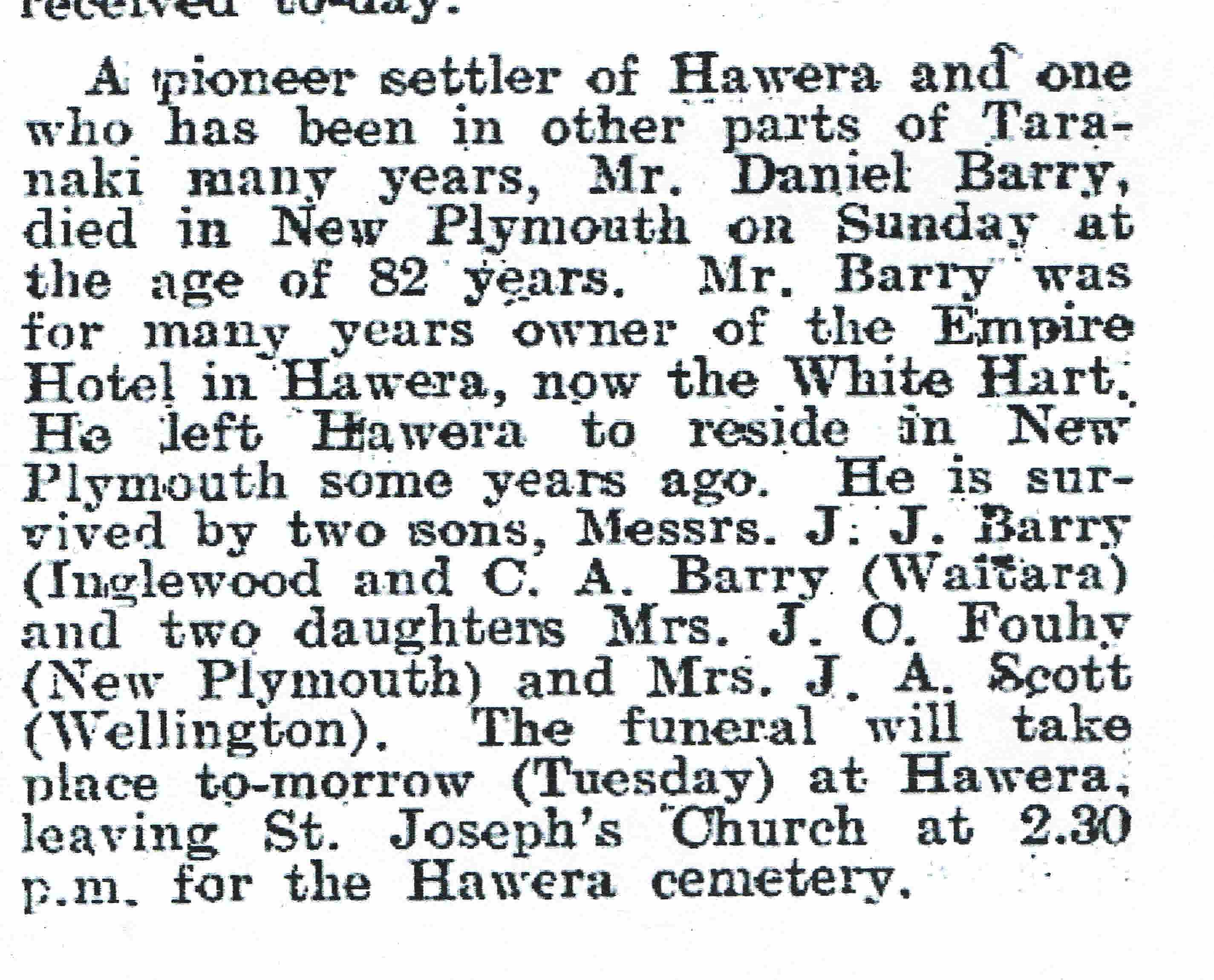 Dan Barry Obit 1932