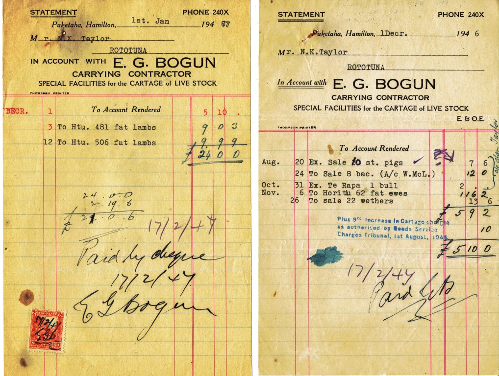 E G Bogun invoices 1947