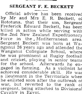 F E Beckett Waikato Times