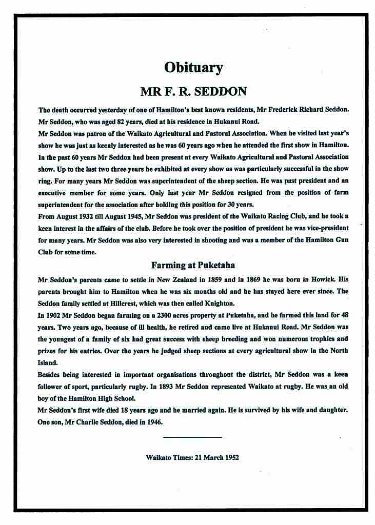 Seddon FR Obit 1952