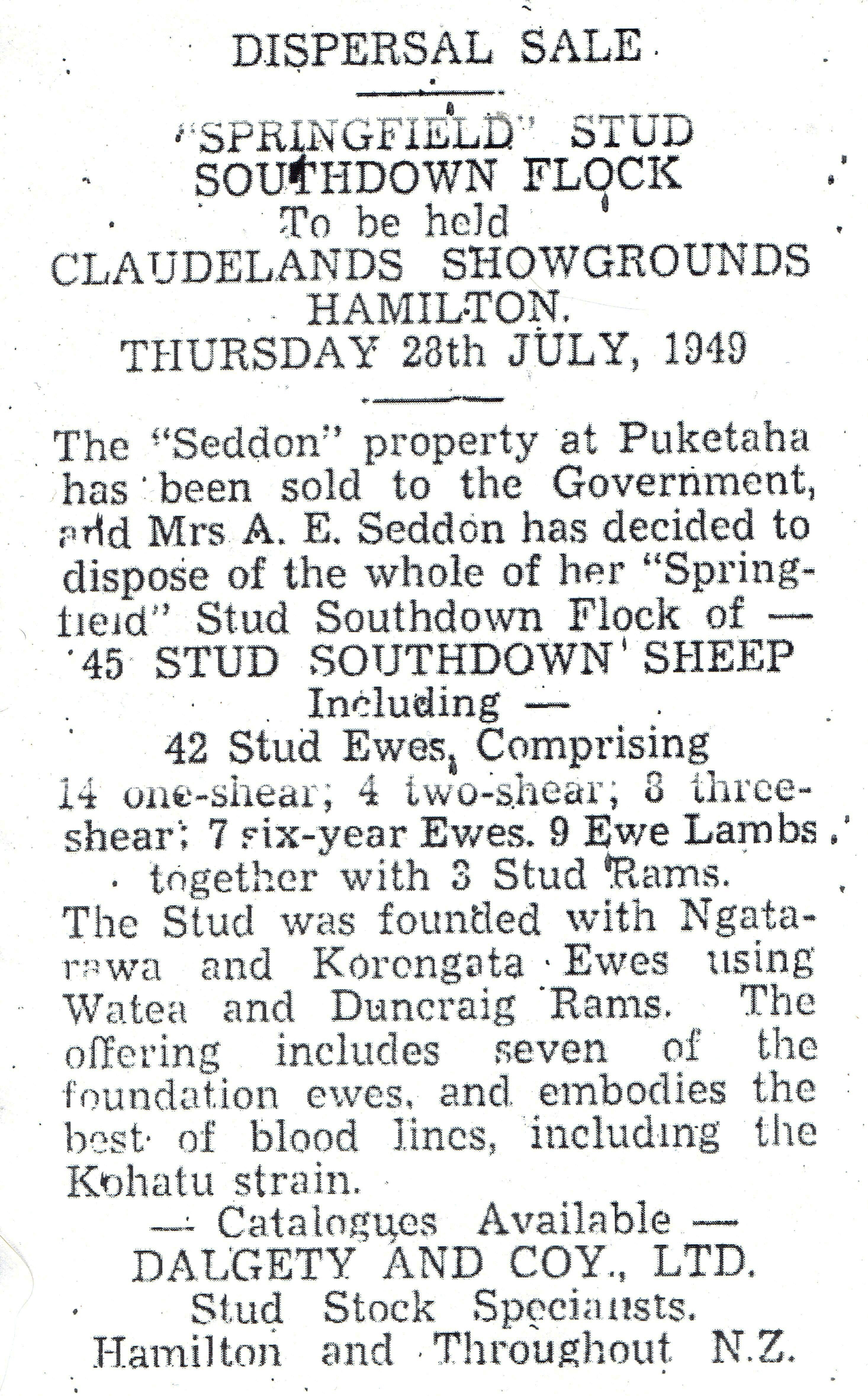 Seddon sale 1949 2