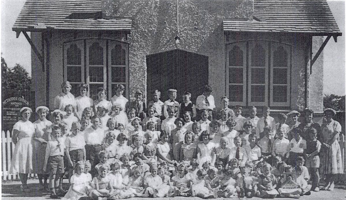 Matangi Sunday School children outside the Methodist Church 1956.