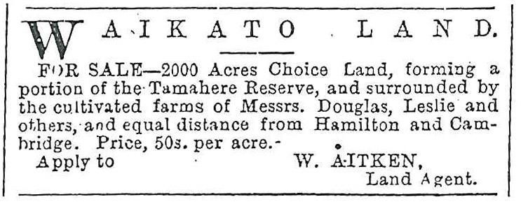 Newspaper cutting NZ 'HERALD' Auckland, March 1, 1878.